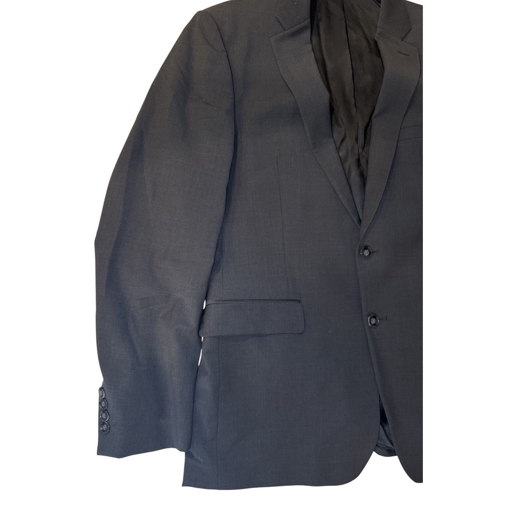 Calvin Klein 2 Piece Wool Suit Mens 42R Charcoal Grey Modern Formal Business - Picture 7 of 16
